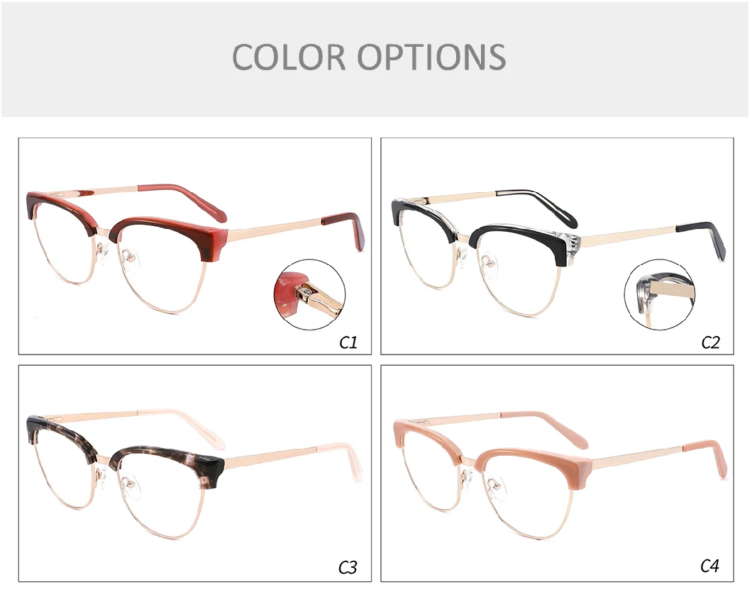 Classic Amber New Design Metal Acetate Wholesale Optical Frame Eyewear