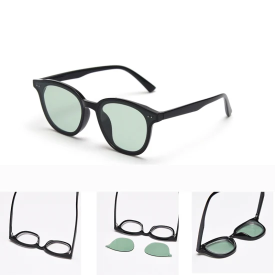 2022 Hot Popular Good Looking OEM Italia Estilo Verano Logotipo personalizado ajustable Clips de bloqueo de luz azul Marco rectangular Tr90 CE Gafas de sol de colores dulces