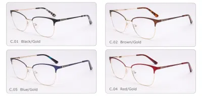 Marcos de gafas ópticas de moda de alta calidad personalizados para mujer de metal de acetato